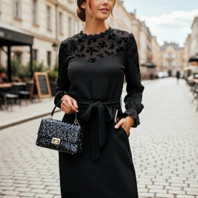 Crêpe jurk velvet bloemen