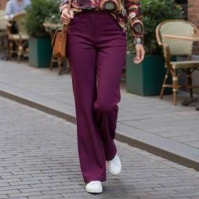 Bordeaux uni broek dames – stijlvol en comfortabel Chantal