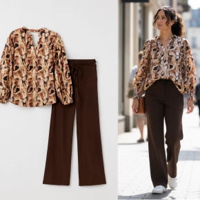 Beige print blouse Daantje SALE