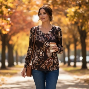 Soft collectie V-hals shirt Nora Ilse choco