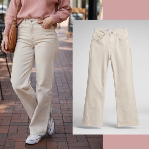 Norfy jeans wide leg Lana – POWER STRETCH basic BEIGE 9267