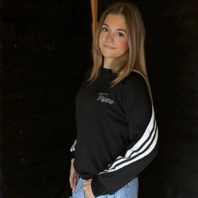 Tesoro zwarte sweater met bies ivoorwit