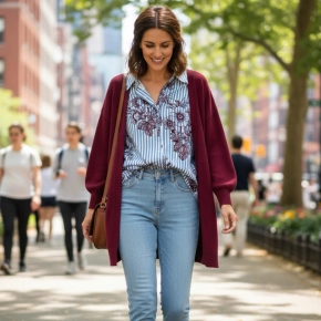 Gemma Ricceri vest middellang  bordeauxrood