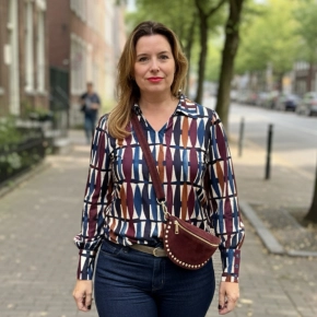 Polo shirt Elin bordeauxrood donkerblauw SALE