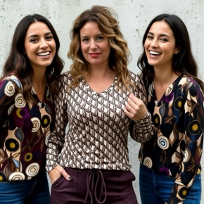 Soft collectie shirt Nora Olivia bordeauxrood – V-hals & print SALE