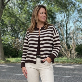 Gemma Ricceri gestreept vest ivoor bruin