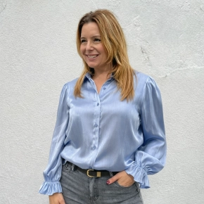 Lichtblauwe metallic blouse Gemma Ricceri