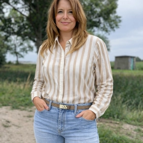 Gemma Ricceri strepen blouse beige wit