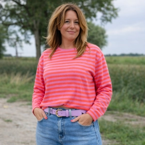 Oversized streepmotief shirt lichtroze koraal