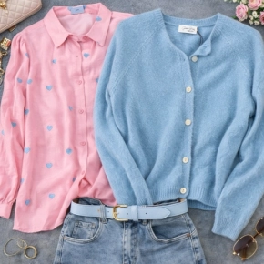 Gemma Ricceri hartjes blouse roze lichtblauw