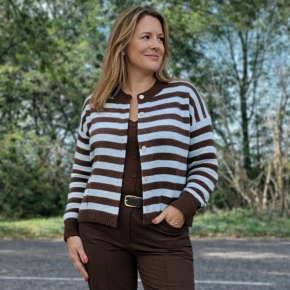 Gestreept vest Gemma Ricceri lichtblauw choco