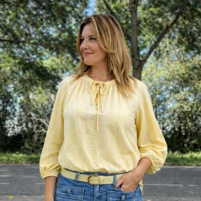 Azzurro streep blouse geel/ivoor