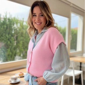 Gebreid gilet roze Liva