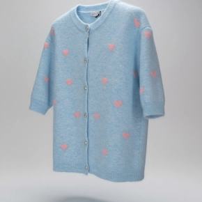 Gemma Ricceri hartjes vestje lichtblauw roze