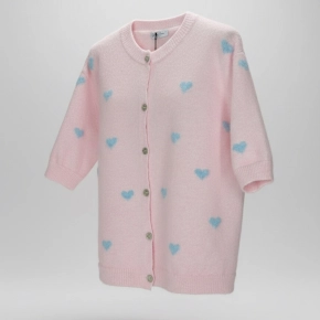 Gemma Ricceri hartjes vestje roze lichtblauw