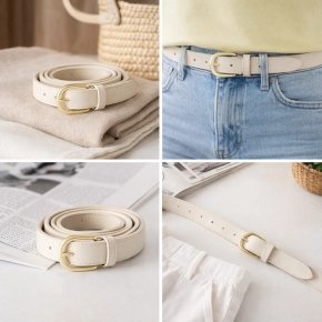 Leren riem ecru Lucille