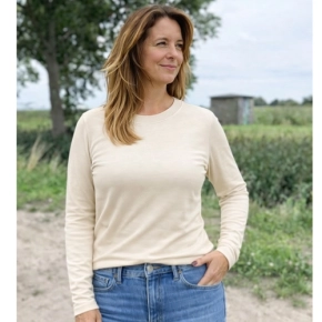 Beige basic shirt dubbel gevoerd