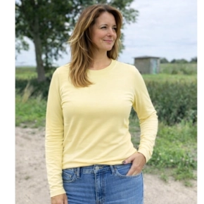 Geel basic shirt dubbel gevoerd