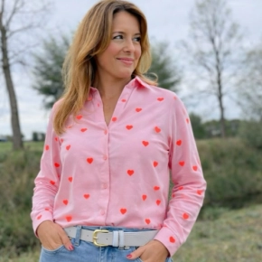 Gemma Ricceri hartjes blouse roze koraal