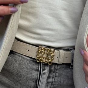 Teatro leren riem Bien large ecru gold