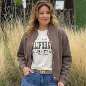 Bomberjasje visgraat – Trendy kort damesjack in taupe