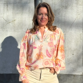Vera Jo top flowerprint ivoor peach roze