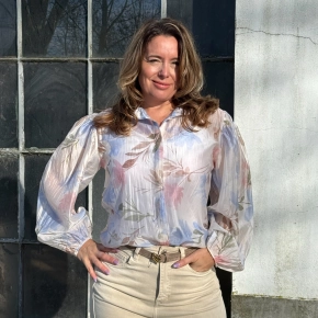 Flower blouse blauw roze Vera Jo