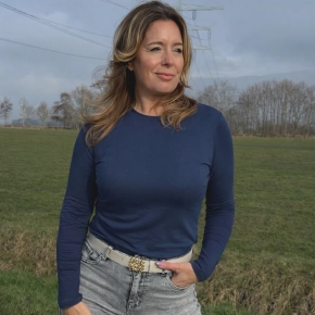 Navy basic shirt dubbel gevoerd