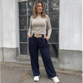 Navy pantalon brede riemlussen met riem