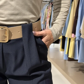 Navy pantalon brede riemlussen met riem