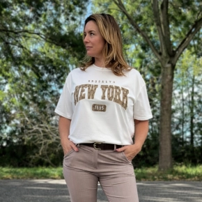 New York T-shirt ivoor beige