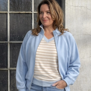 Lichtblauw sportief vestje met ritssluiting