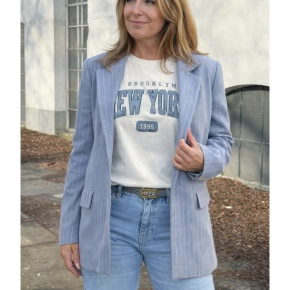 Jeansblauwe Chastar blazer streepmotief