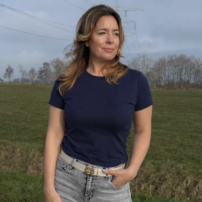 Navy basic shirt dubbel gevoerd KORTE mouwen