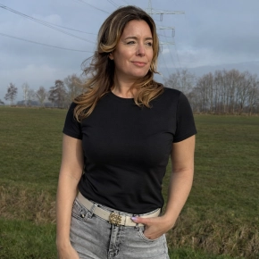 Zwart basic shirt dubbel gevoerd KORTE mouwen