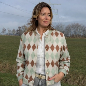 Suedine bomberjack ruitmotief mint