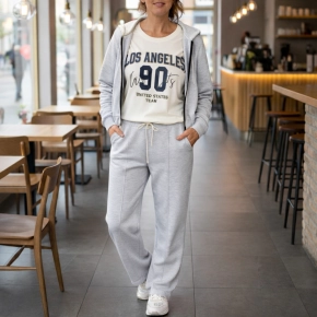 Grijze comfy set capuchon vest + broek