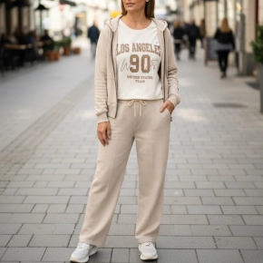 Beige comfy set capuchon vest + broek