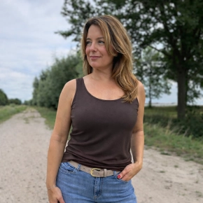 Bruin viscose hemd dubbel gevoerd