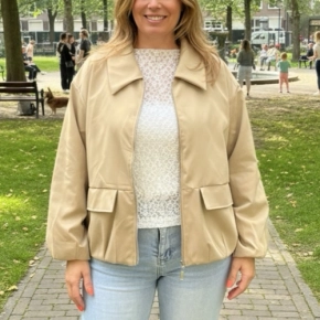 Sportief bomber parka jack tan ritssluiting