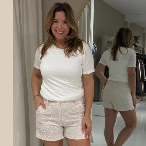 Beige structuur short Emmy