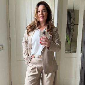 Taupe blazer streepmotief Novi