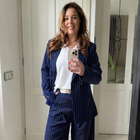 Donkerblauwe blazer streepmotief Novi