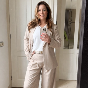 Beige blazer streepmotief Novi