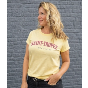 Geel Saint Tropez shirt roze letters