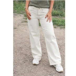 Norfy wide leg power stretch jeans Lana ivoorwit 9267
