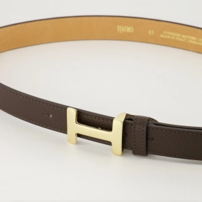 Hera Big riem bruin – Leren damesriem met goudkleurige gesp
