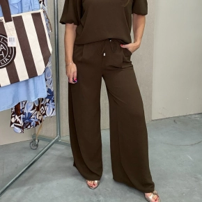 Azzurro broek bruin elastische taille en strikkoordje