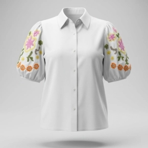 Gemma Ricceri blouse ivoorwitte met geborduurde mouwen