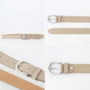 Leren riem beige ZILVER Suus